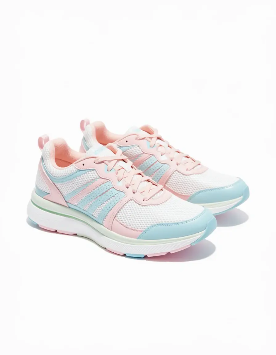 Pastel colored running sneakers with mesh