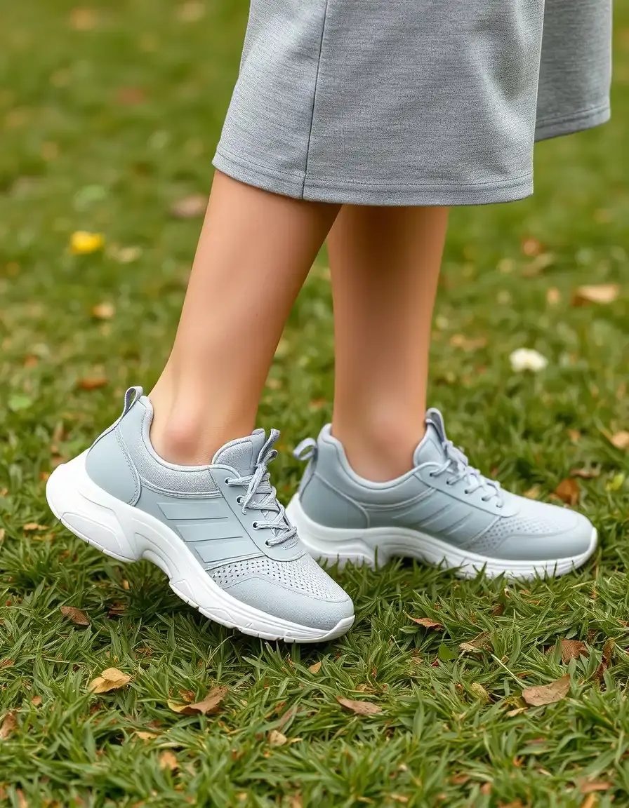 Cushioned athletic trainers in gray