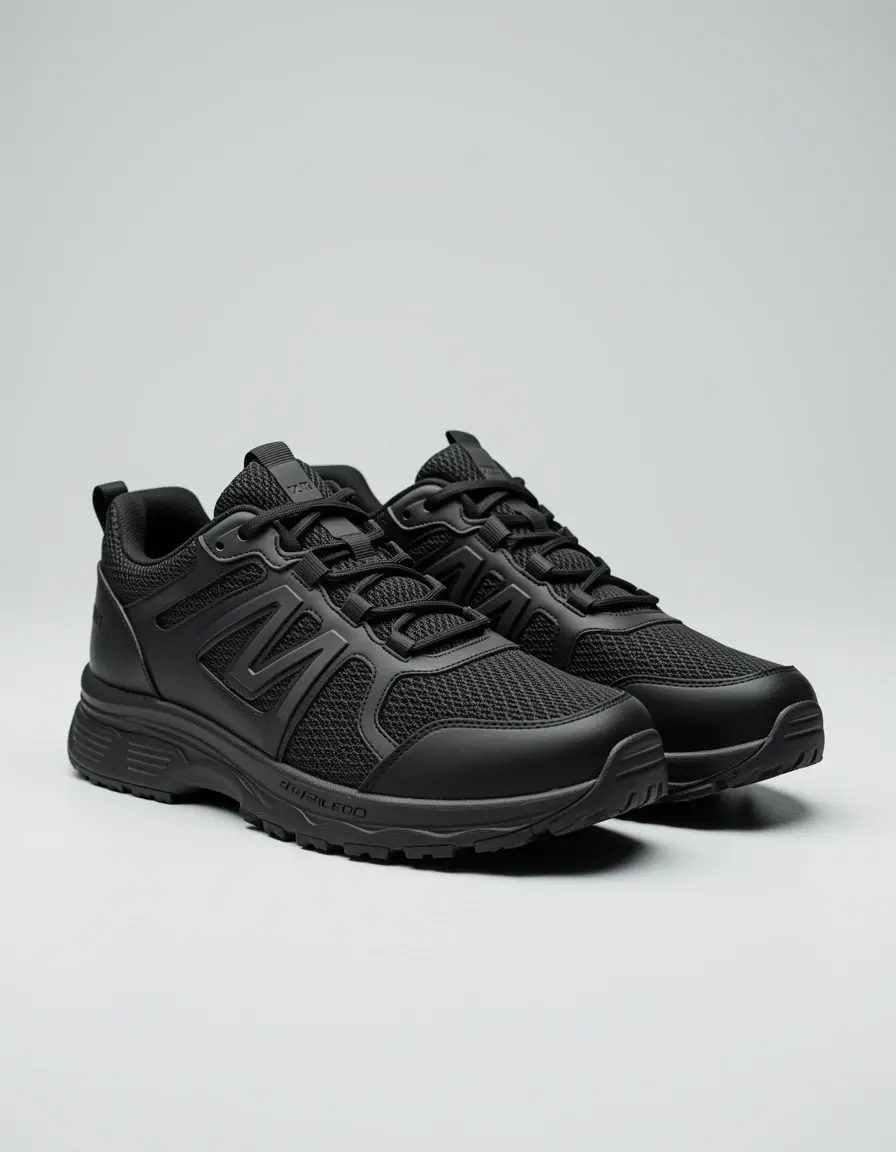 Trail style sneakers in black