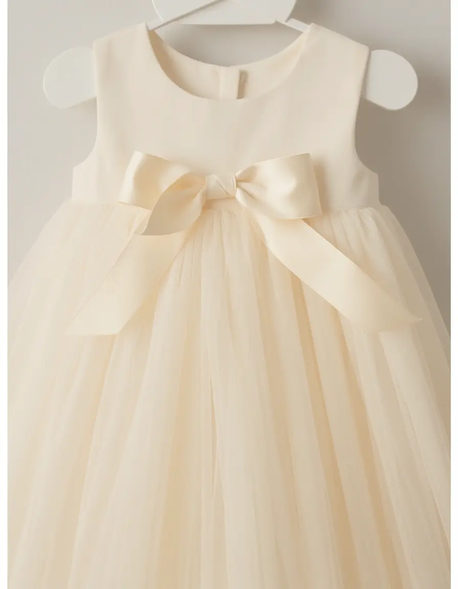 Organza Baby Dress marfil con lazo