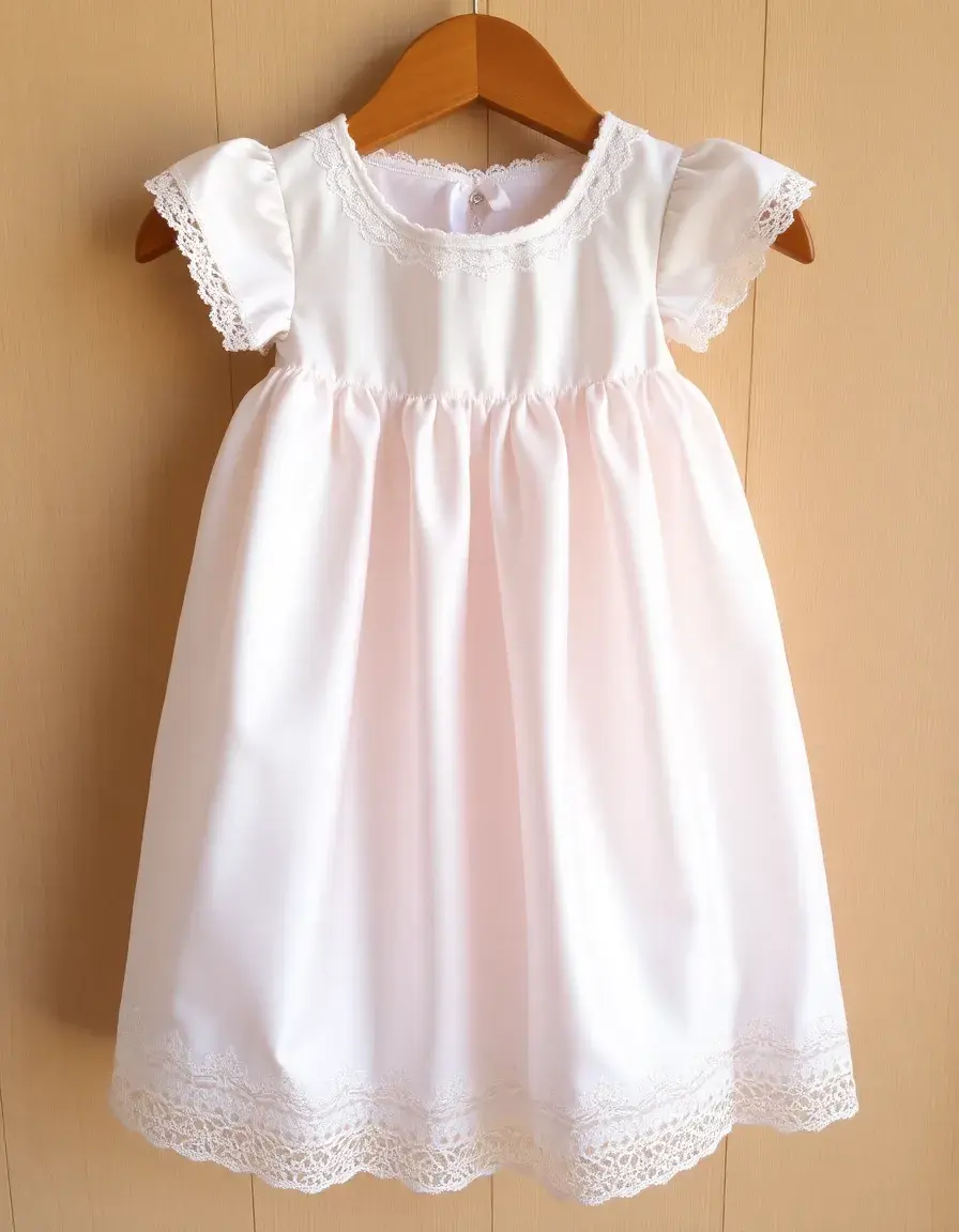 Silk Christening Dress con detalles de encaje