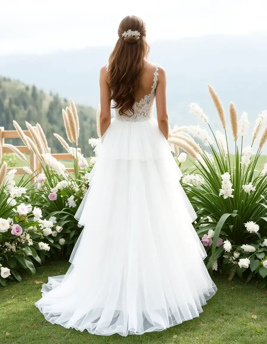 Tulle Layered Dress blanco para ceremonia