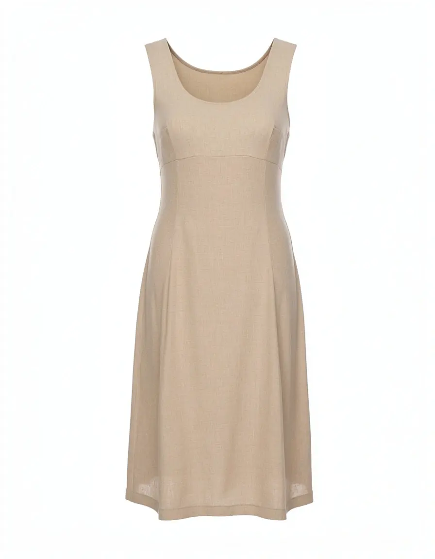 Simple midi dress in beige para bodas sencillos y elegantes