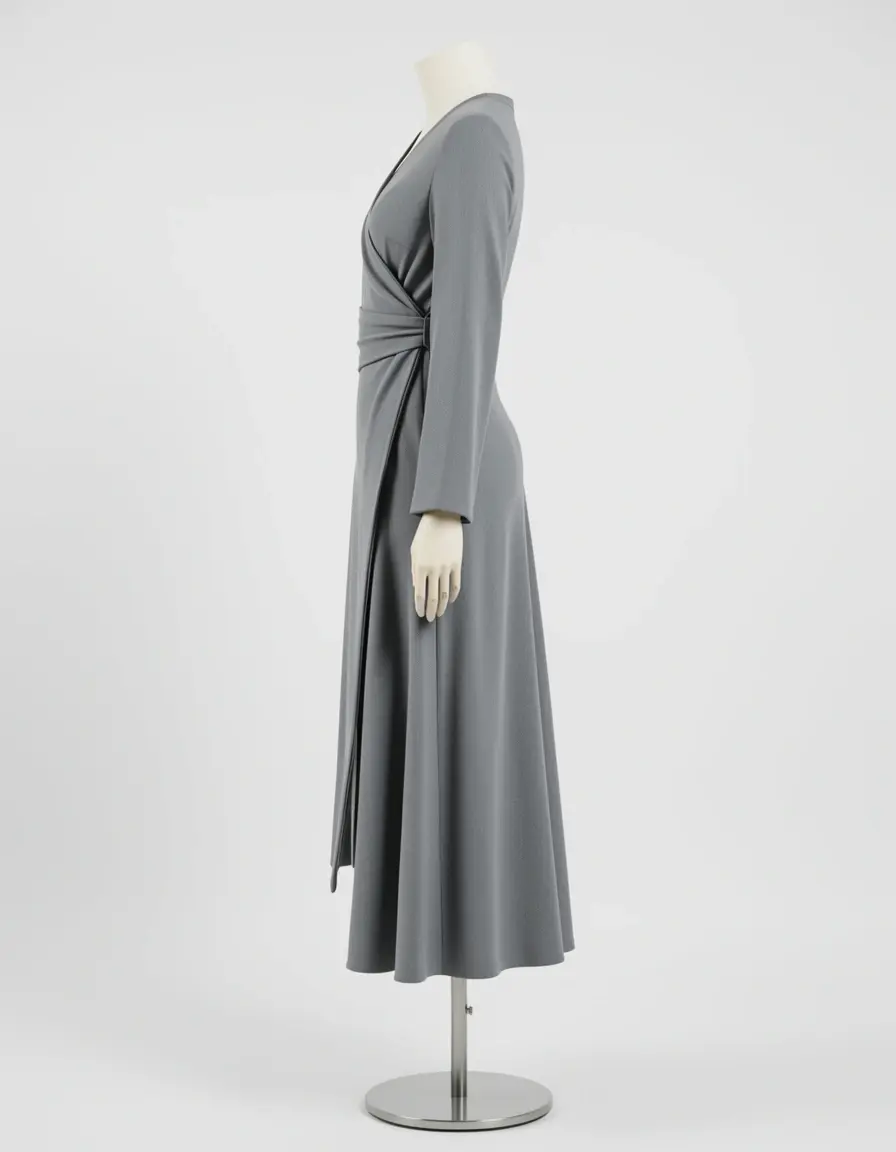 Elegant wrap dress in gray para invitada de boda