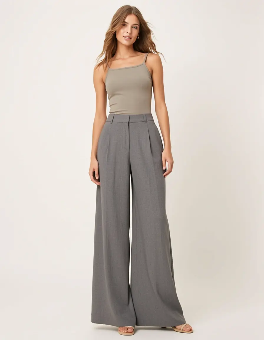 Wide-Leg Formal Trousers gris