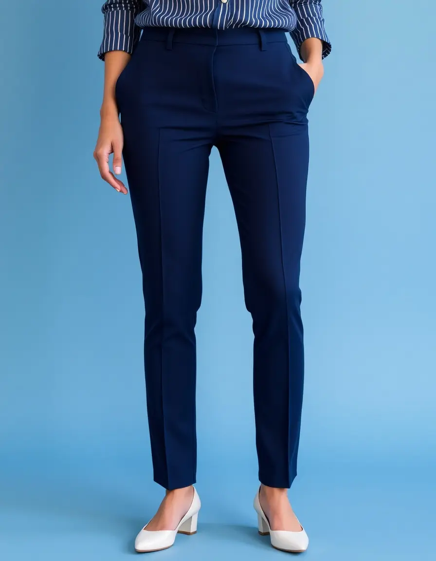 Slim Fit Office Pants azul marino