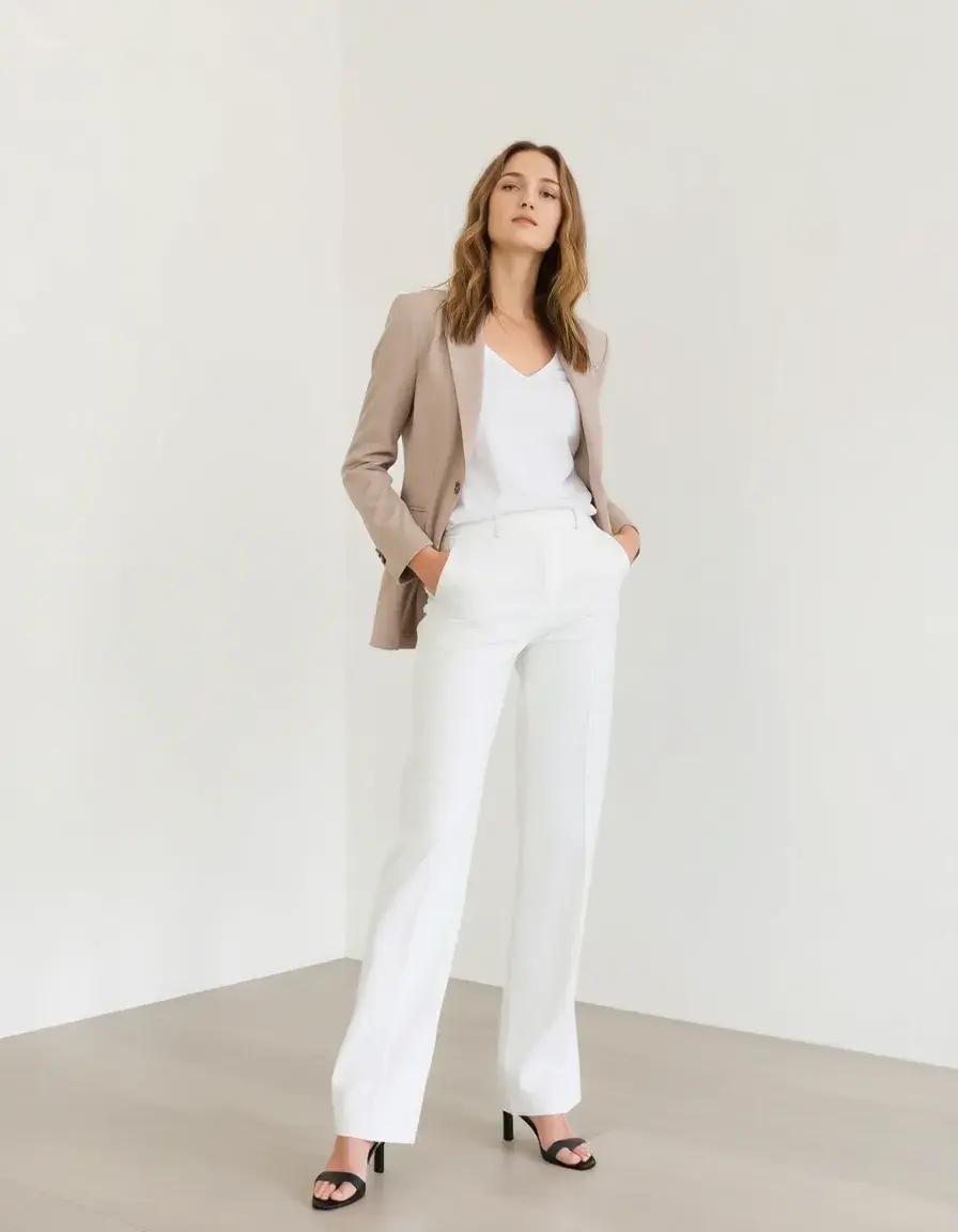 Ankle Length Tailored Pants blanco
