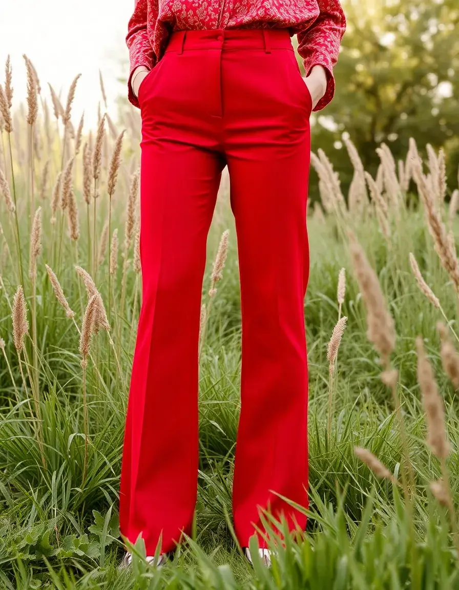 Flared Dress Trousers rojo