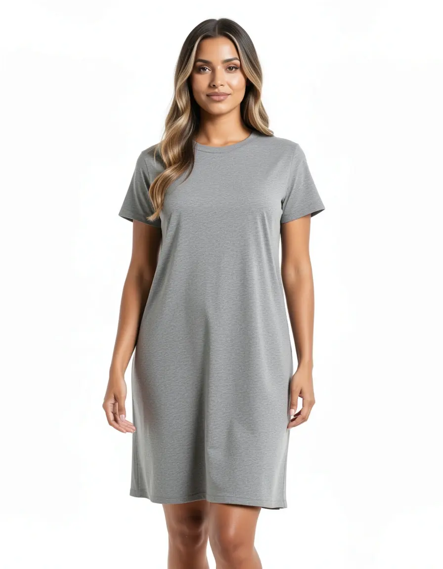 T-Shirt style casual dress en gris