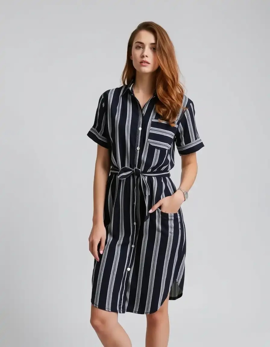 Shirt dress casual a rayas