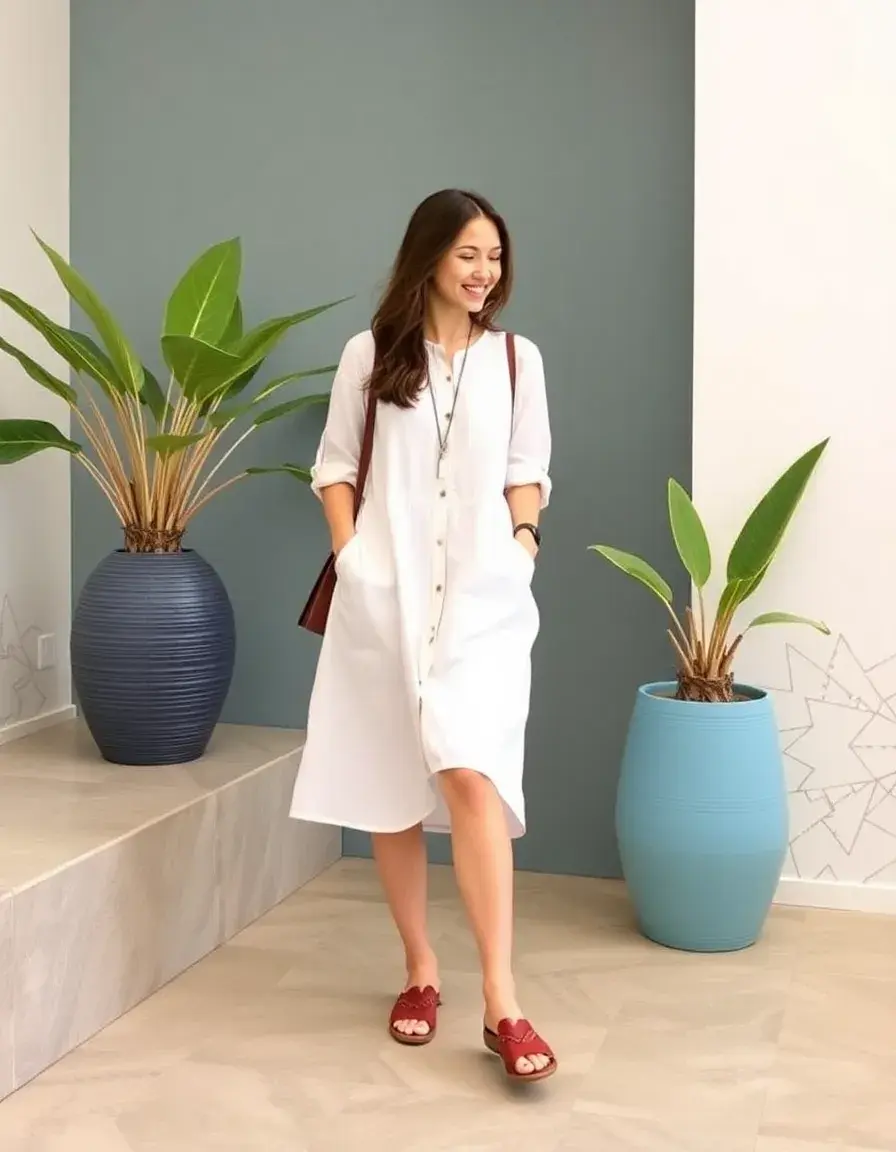 Cotton midi casual dress