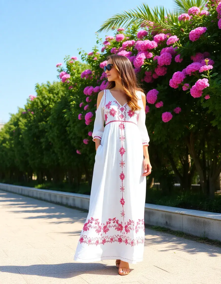 Vestido blanco maxi bordado