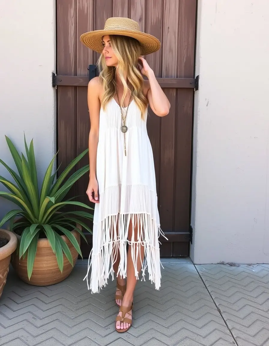 Fringe sundress boho style