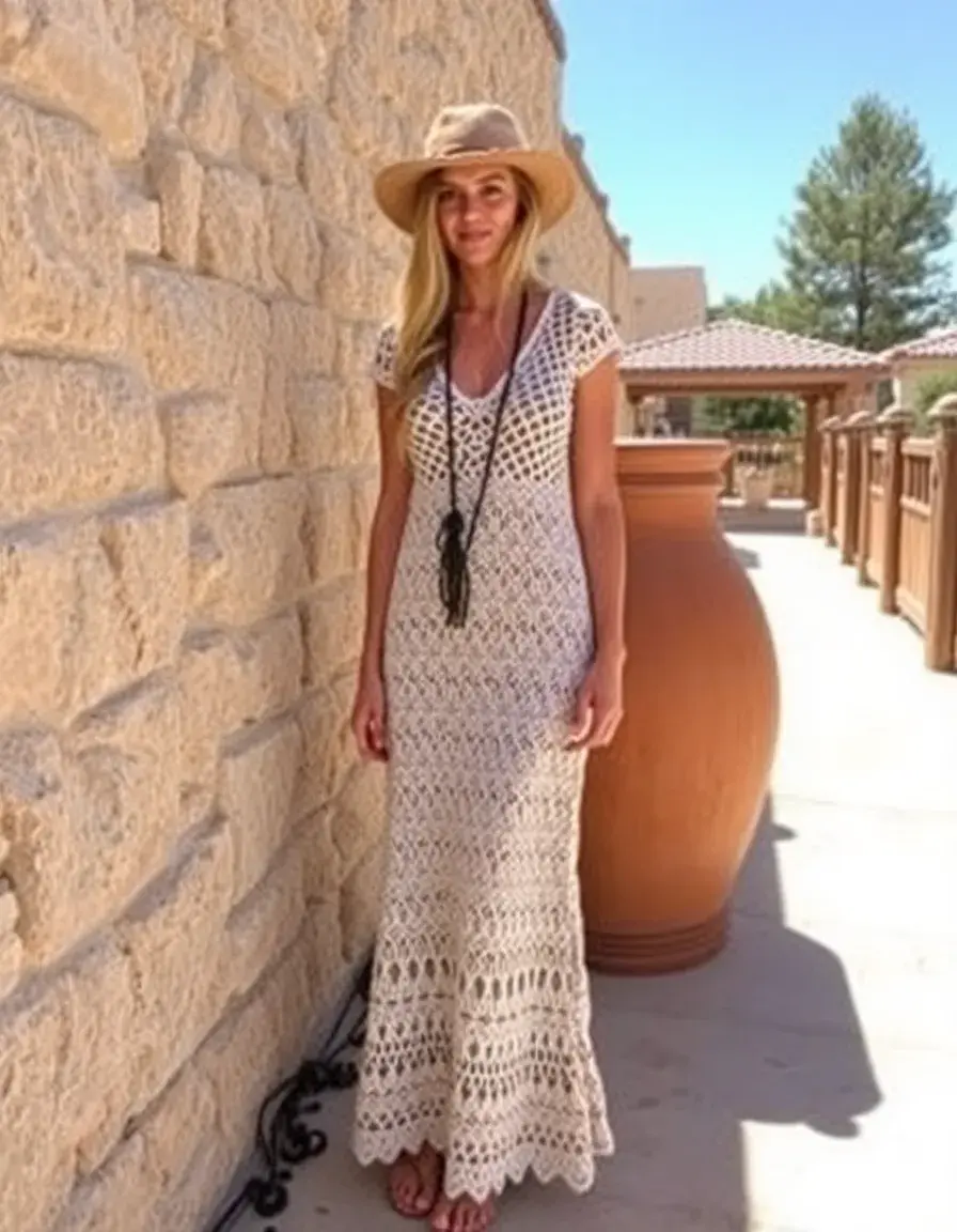 Crochet long boho dress