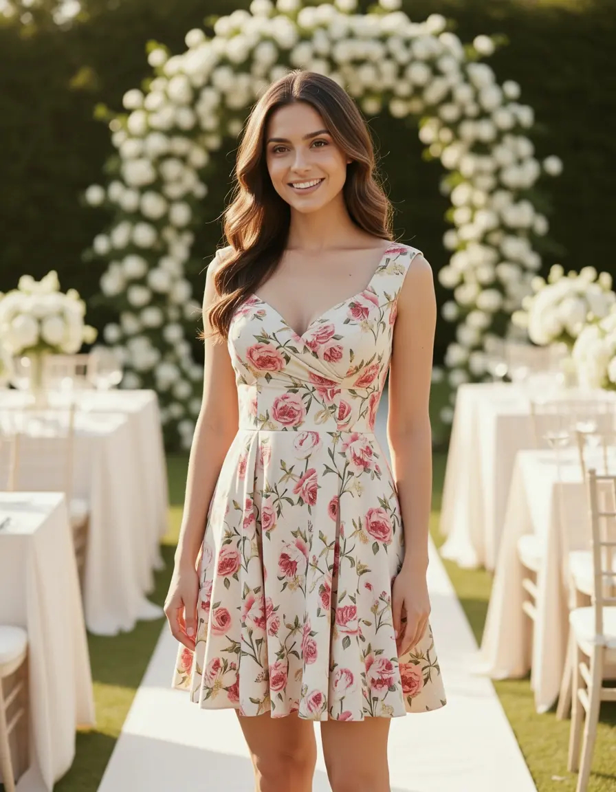 Vestido corto invitada boda estampado floral