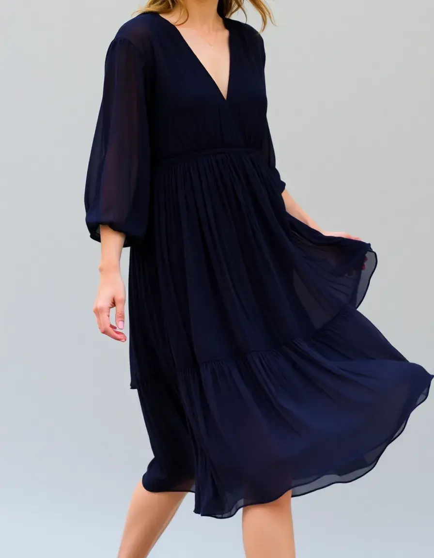 Vestido corto chifón fluido