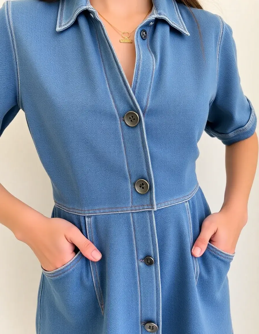 Denim Short Dress vaquero con botones