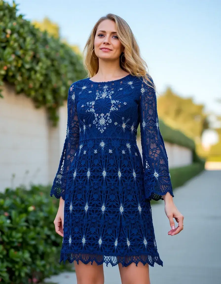 Vestido crochet con adornos