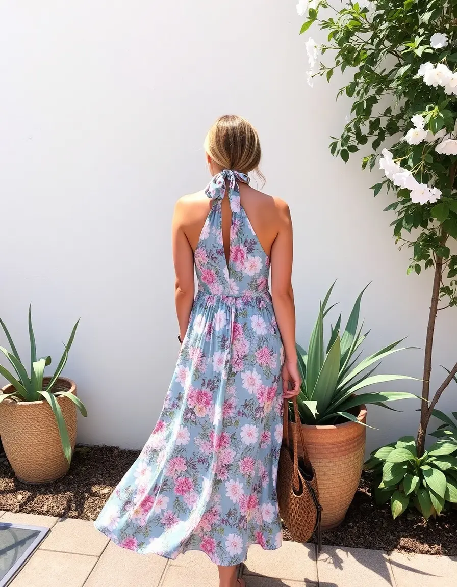 Halter floral summer dress estampado flores