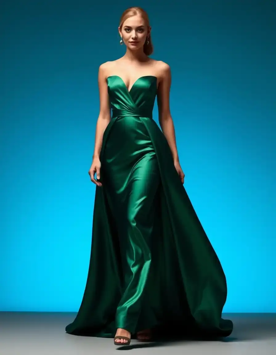 Vestido graduacion de satén verde