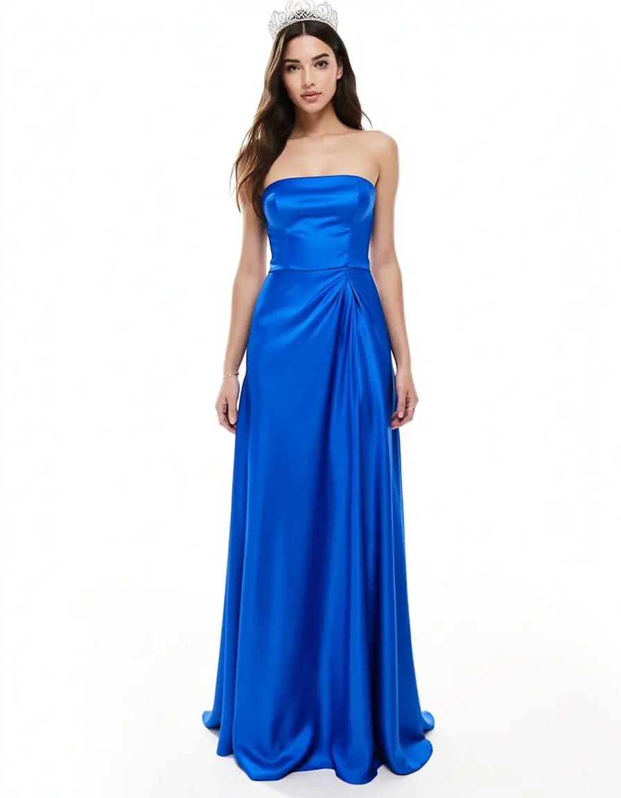 Satin gala maxi dress blue