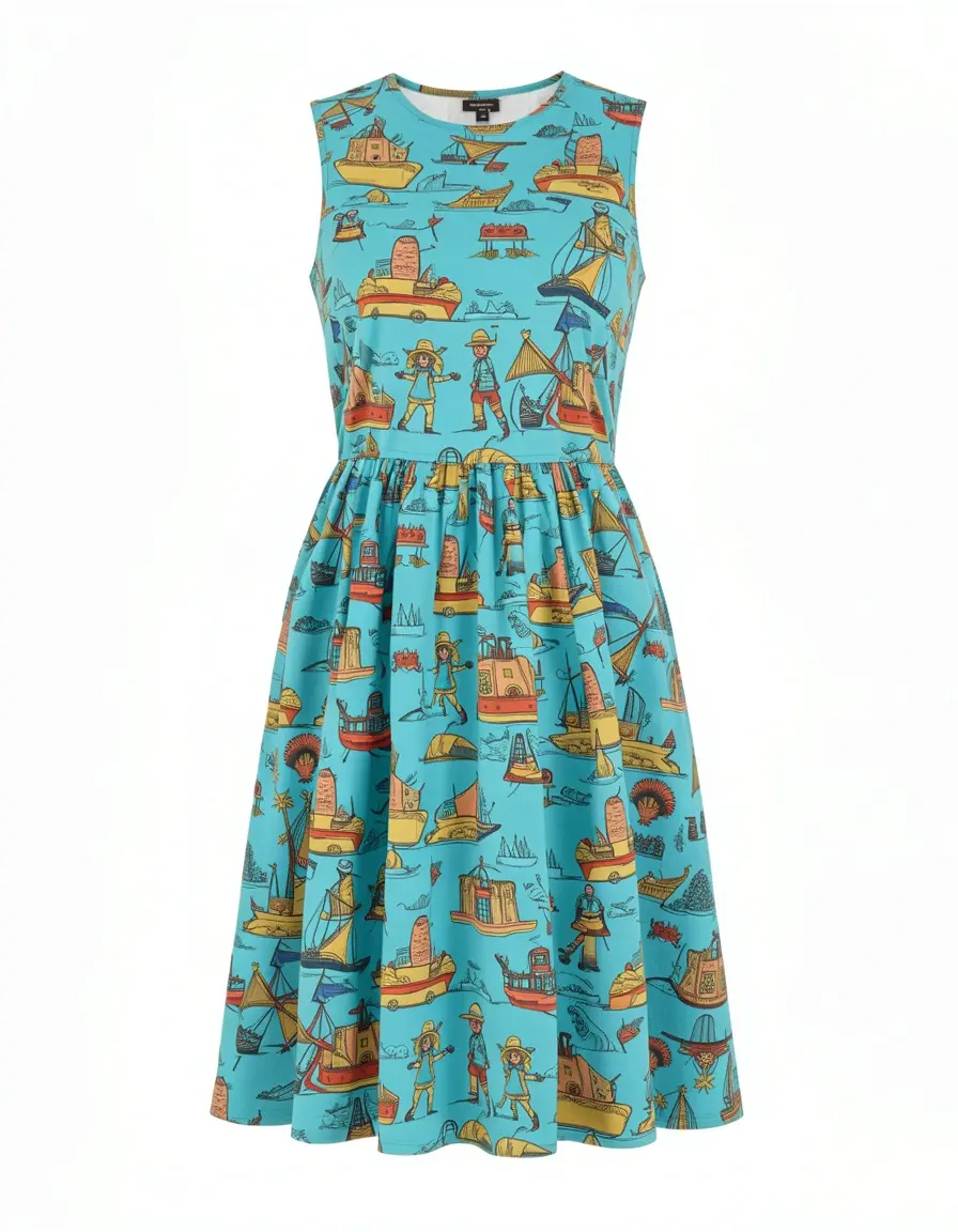 Vestido Dora con estampado de exploradora colorido