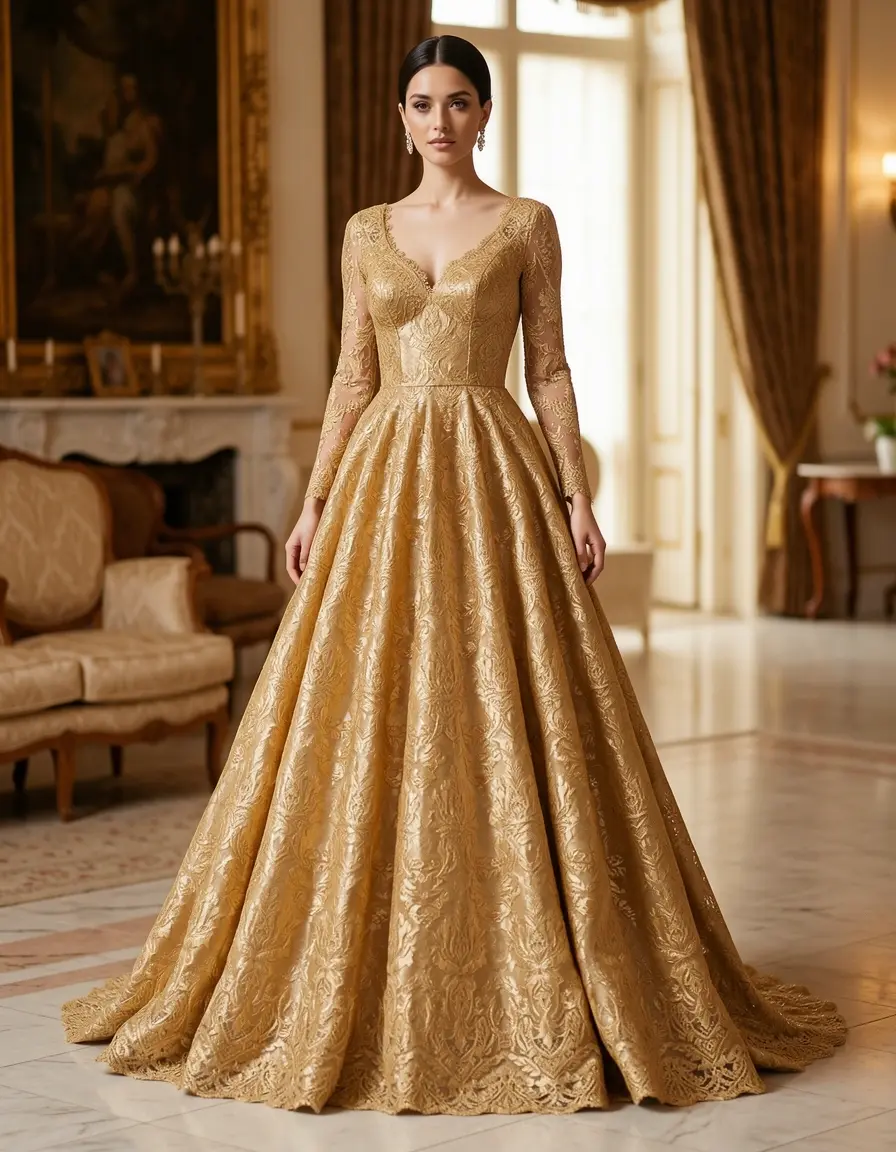 Vestido de encaje dorado Gold Lace Dress