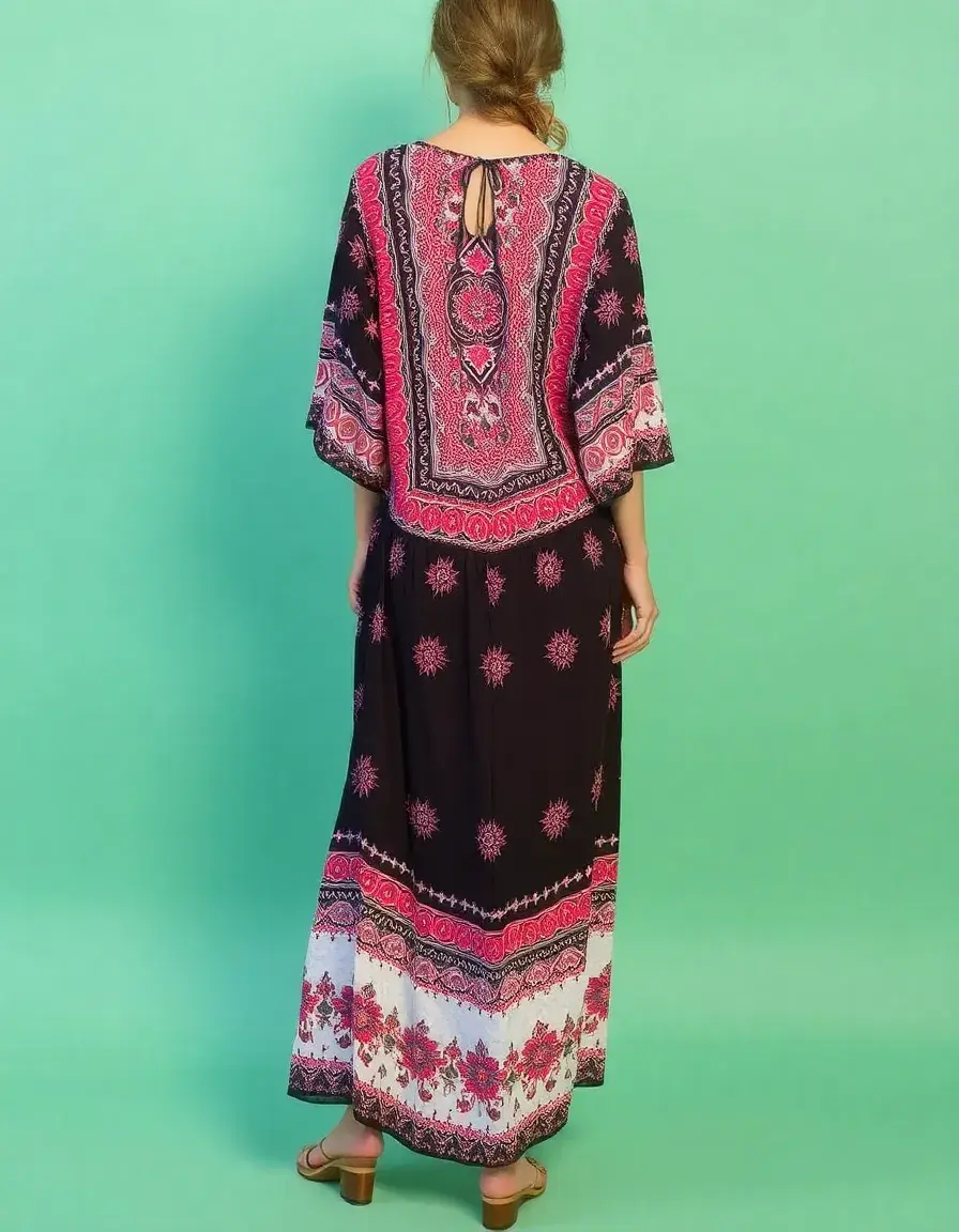 Vestido largo boho estampado espalda abierta