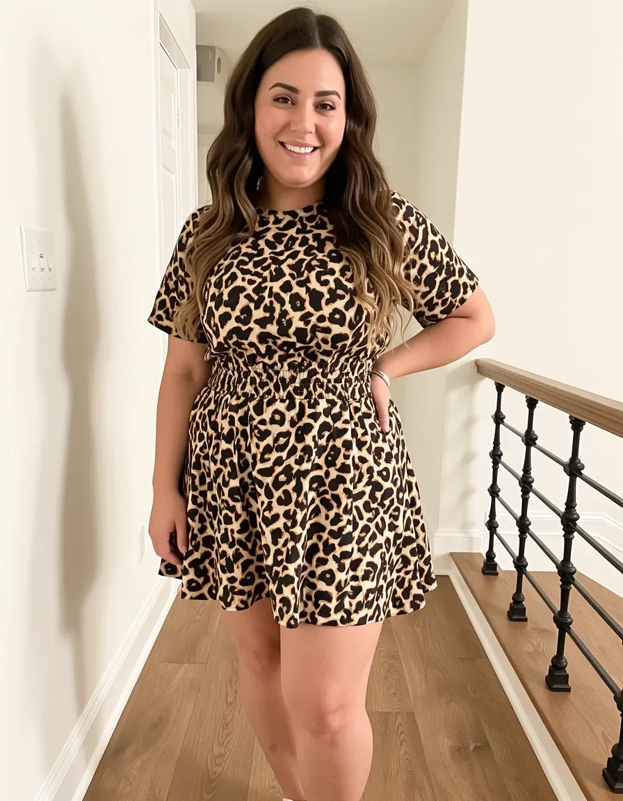Animal print mini dress para look atrevido