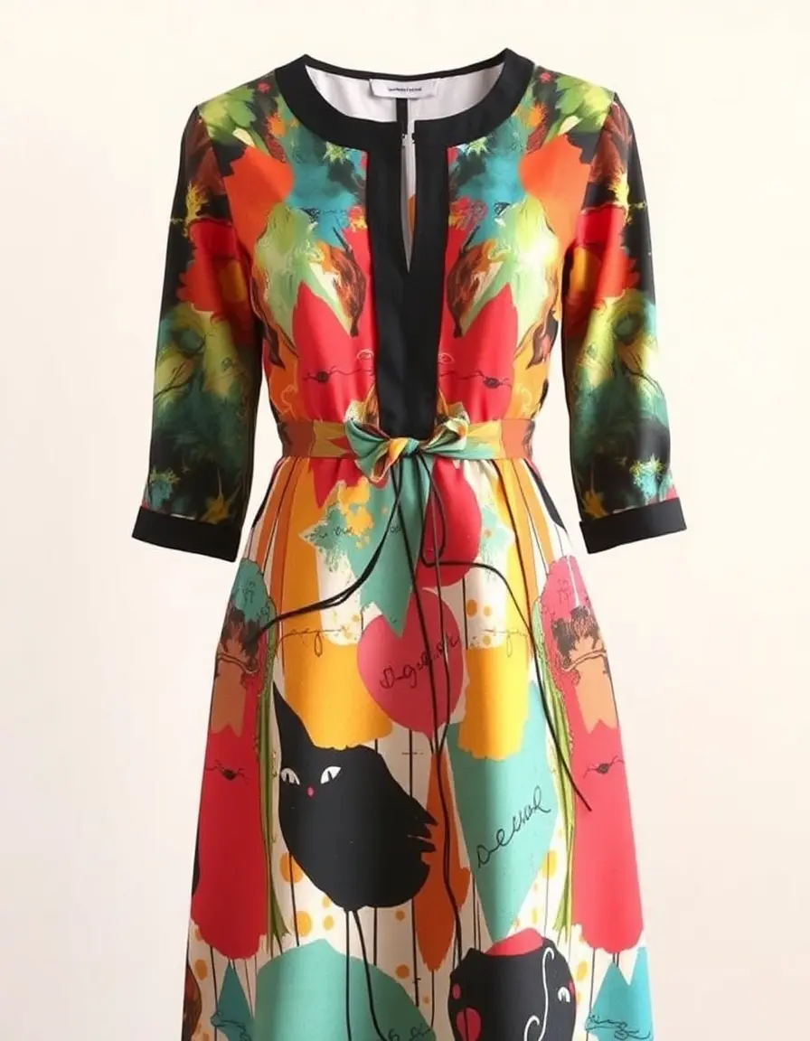 Abstract print dress con diseño artístico