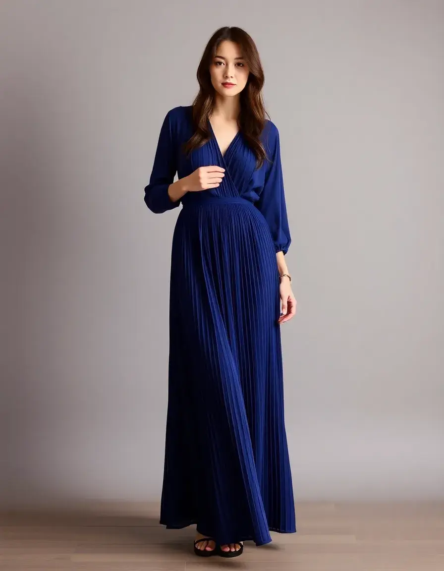 Vestido largo plisado para boda