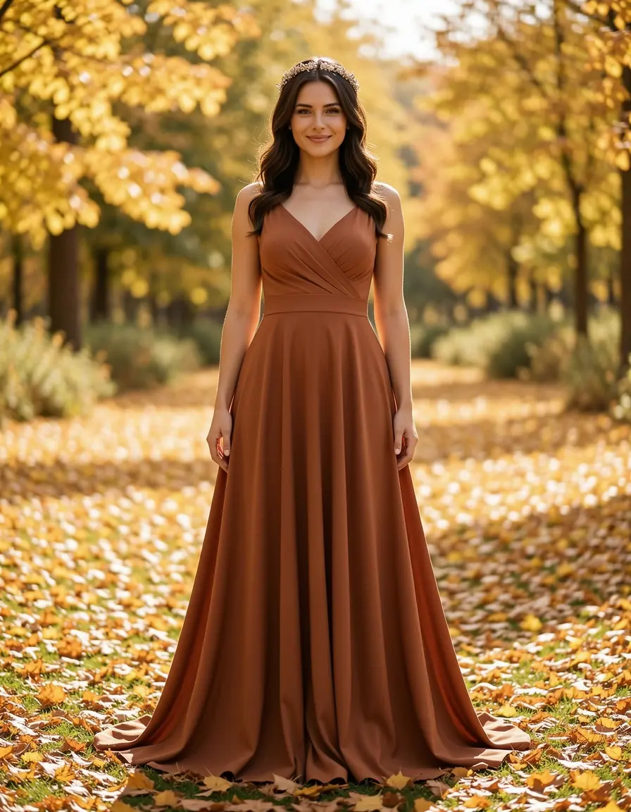 Vestido invitada otoño tonos tierra