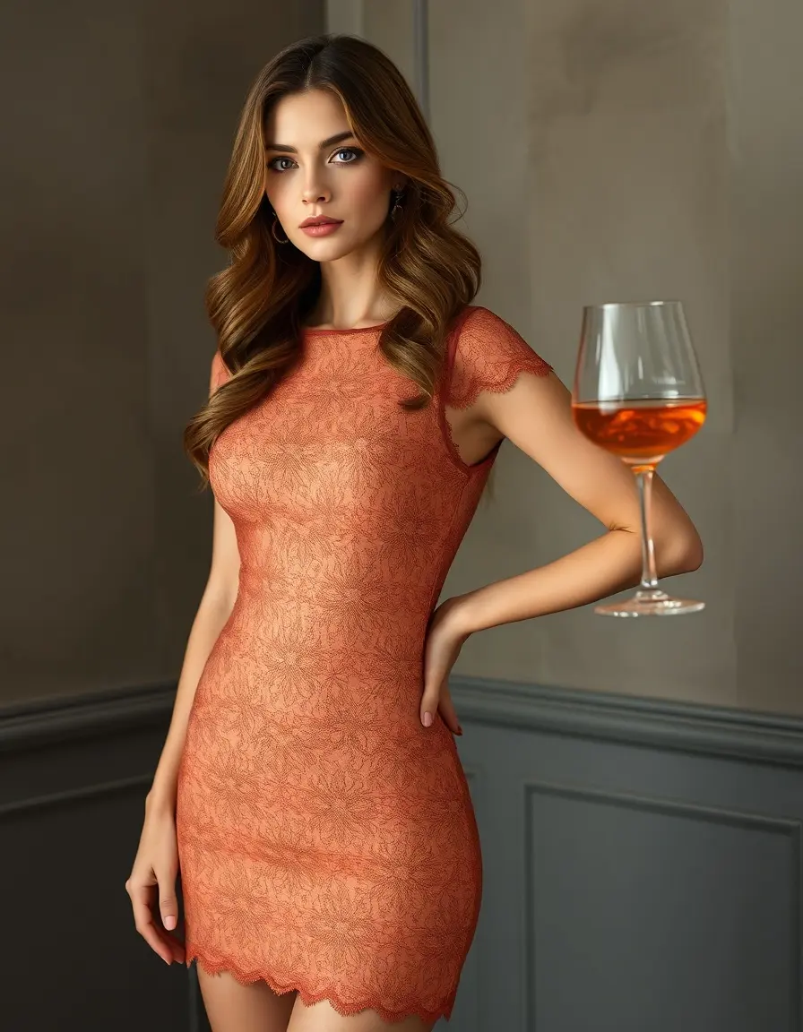 Vestido cóctel encaje otoño