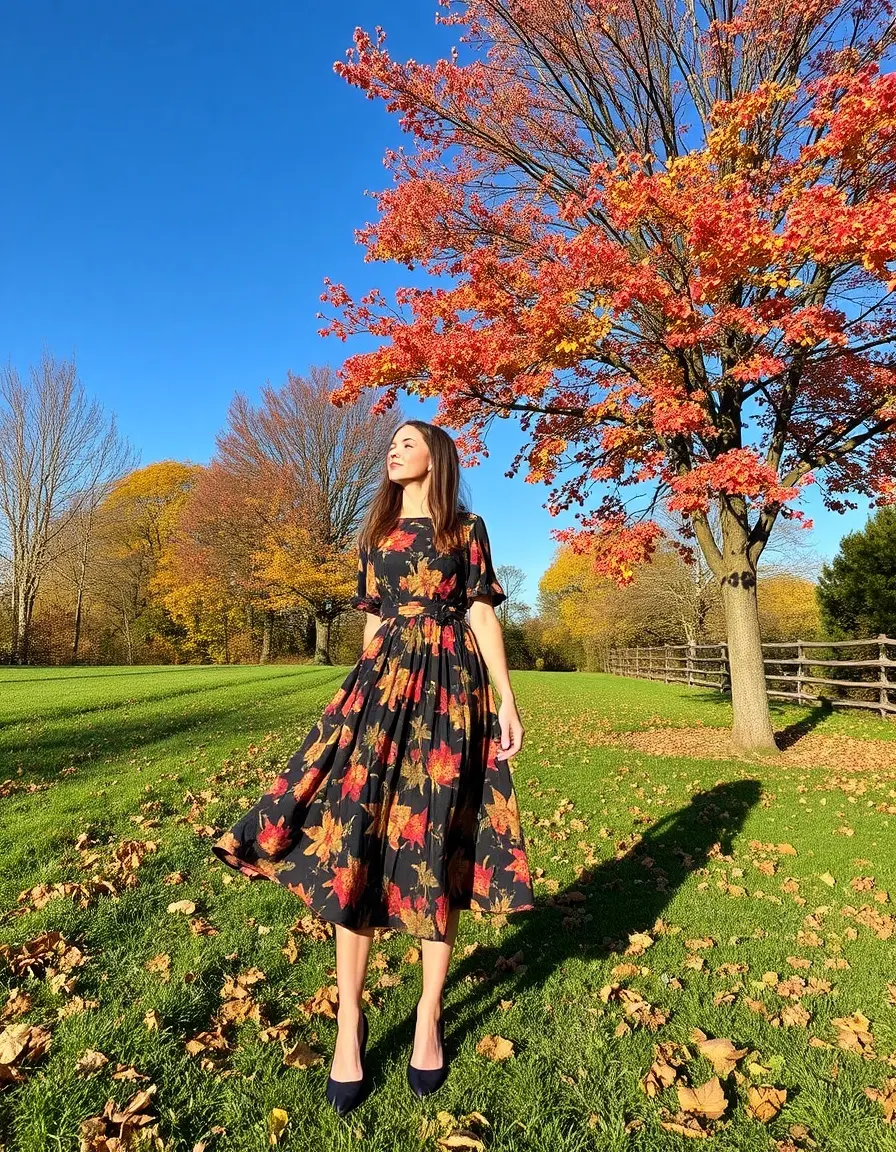 Vestido estampado otoñal