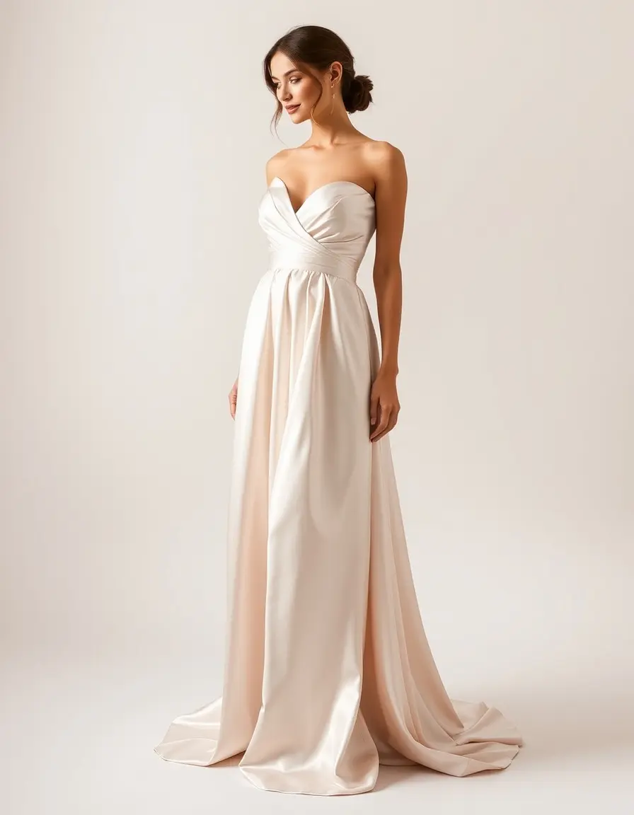 Vestido largo satén invitada otoño