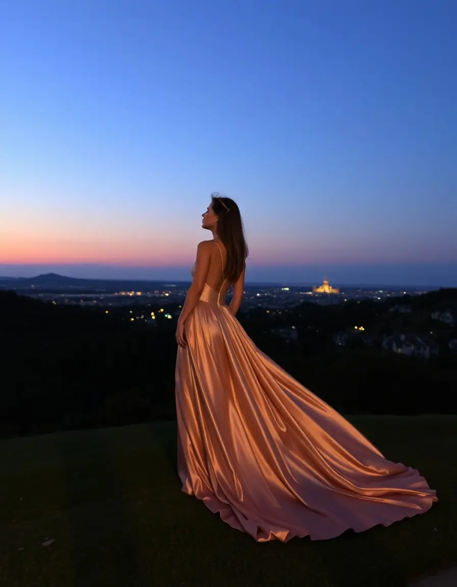 Satin Long Evening - Vestido de satén largo