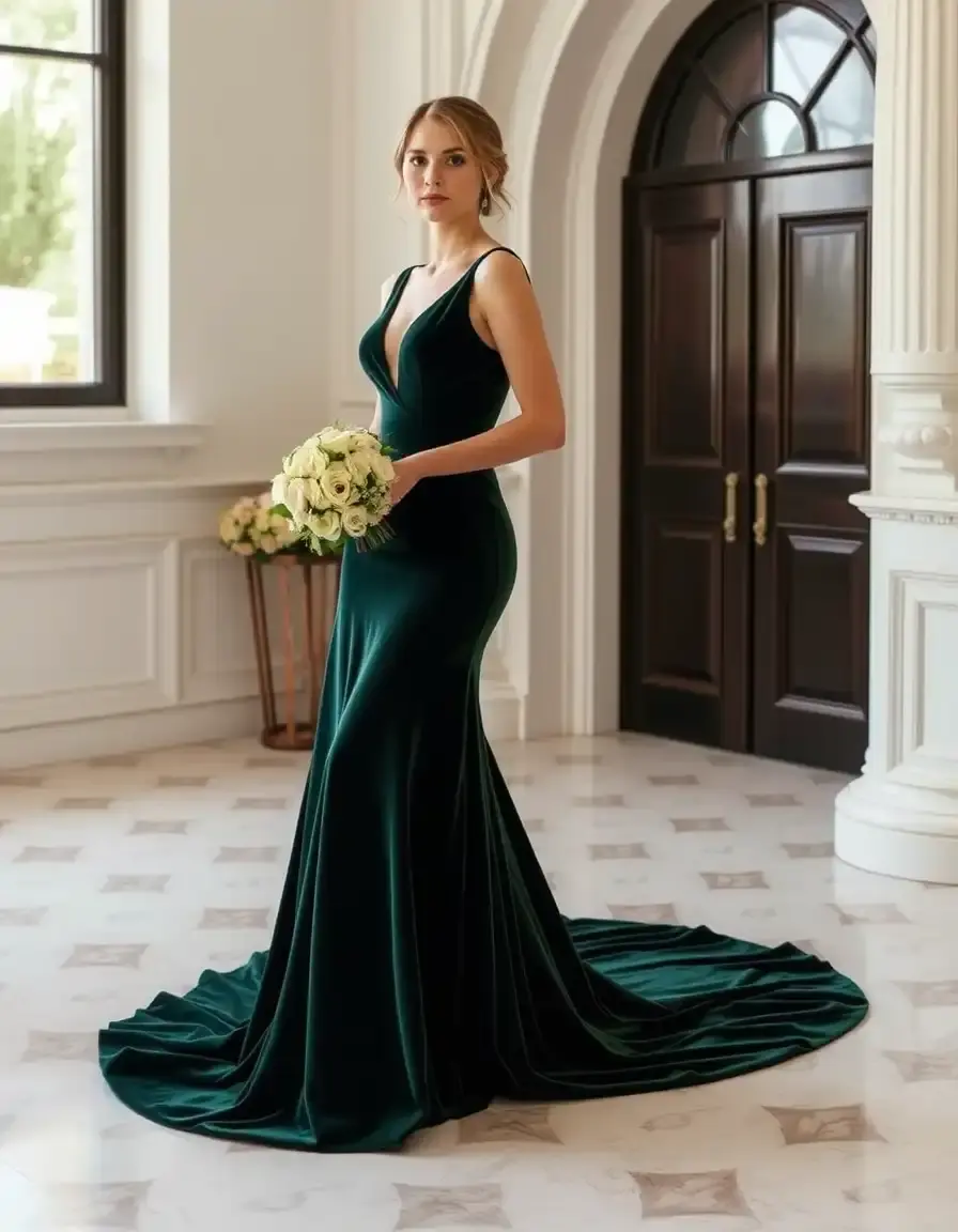 Velvet Long Gown - Vestido de terciopelo largo