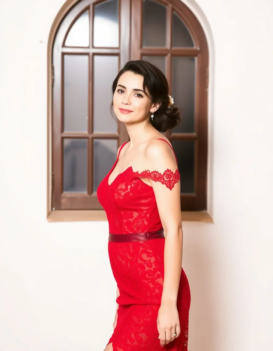 Red Lace Dress de encaje
