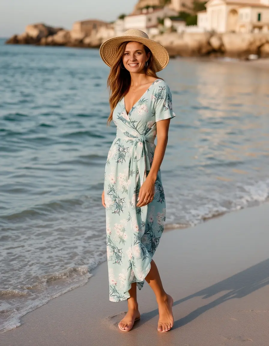 Vestido tipo wrap para la playa