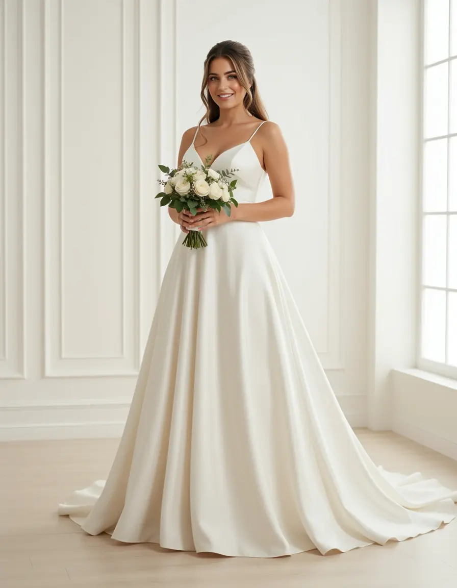 Simple Satin Bridal Gown - Vestido novia sencillo satén