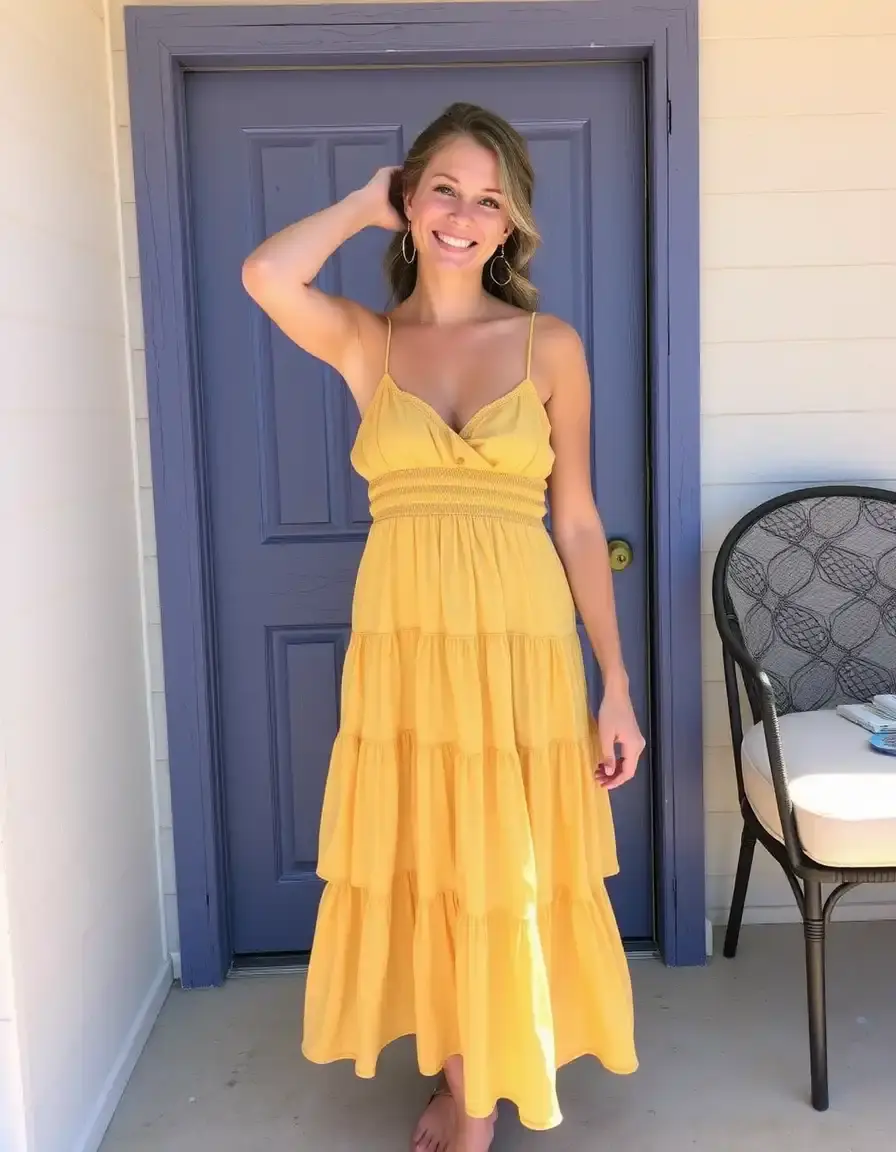 Tiered sundress playa con capas