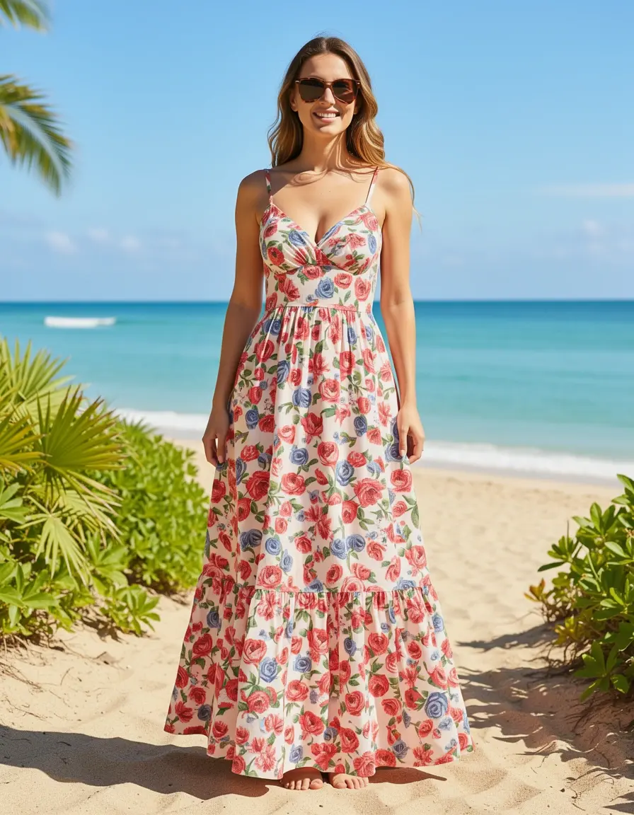 Summer Floral Maxi vestido verano largo