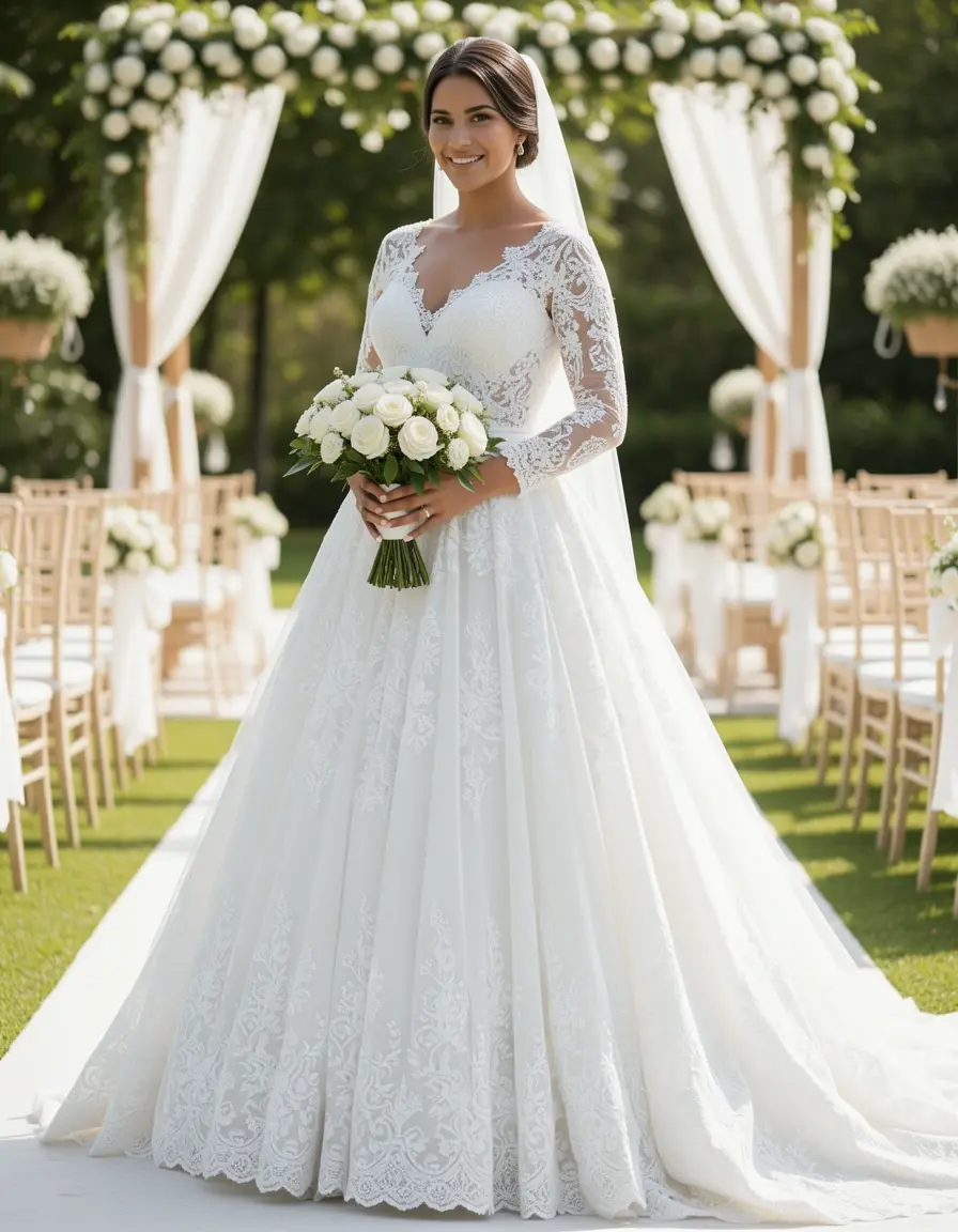 Vestido de encaje blanco para bautizo mujer
