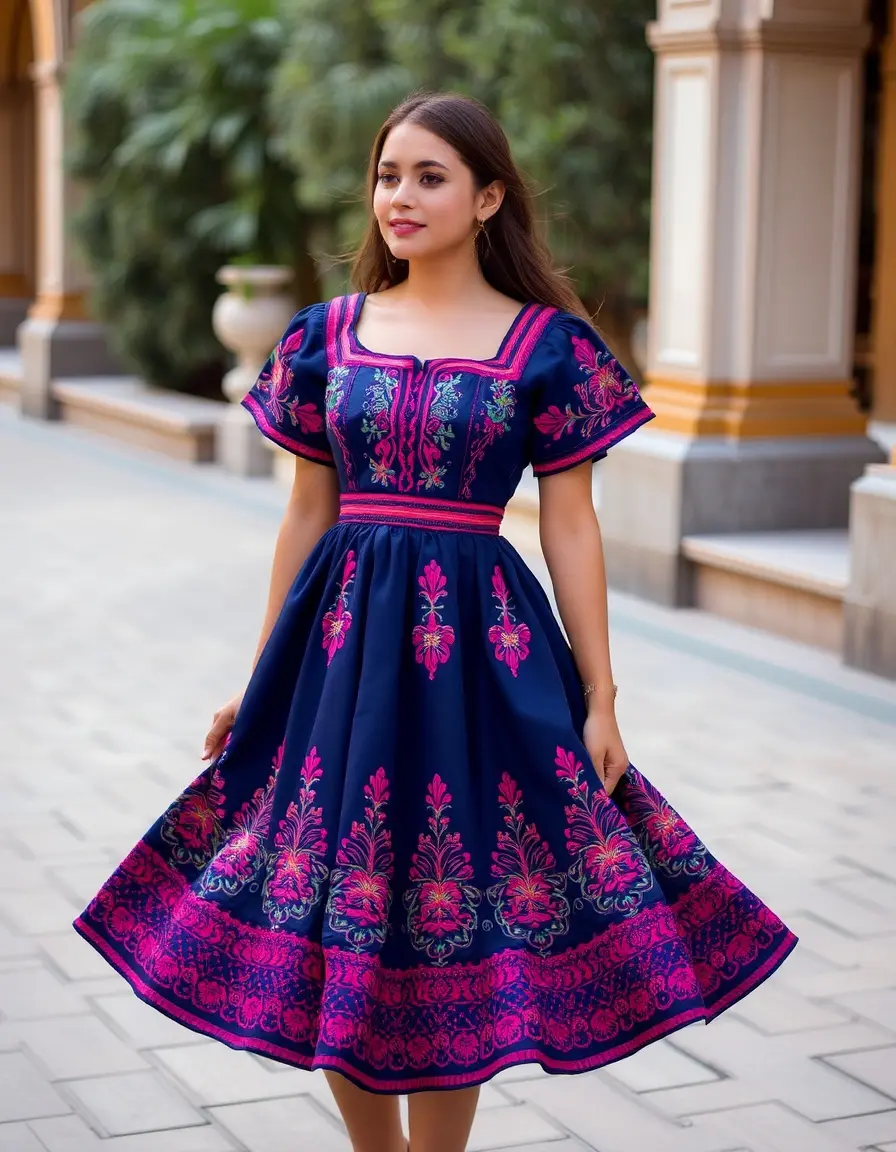 Vestido bordado elegante para mujer bautizo