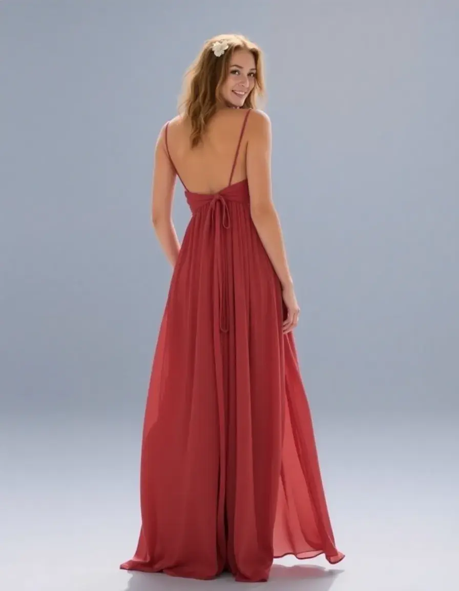 Vestido de gasa largo para mujer en bautizo