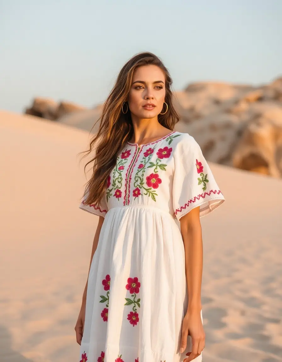 Vestido Ibicenco Bordado Blanco