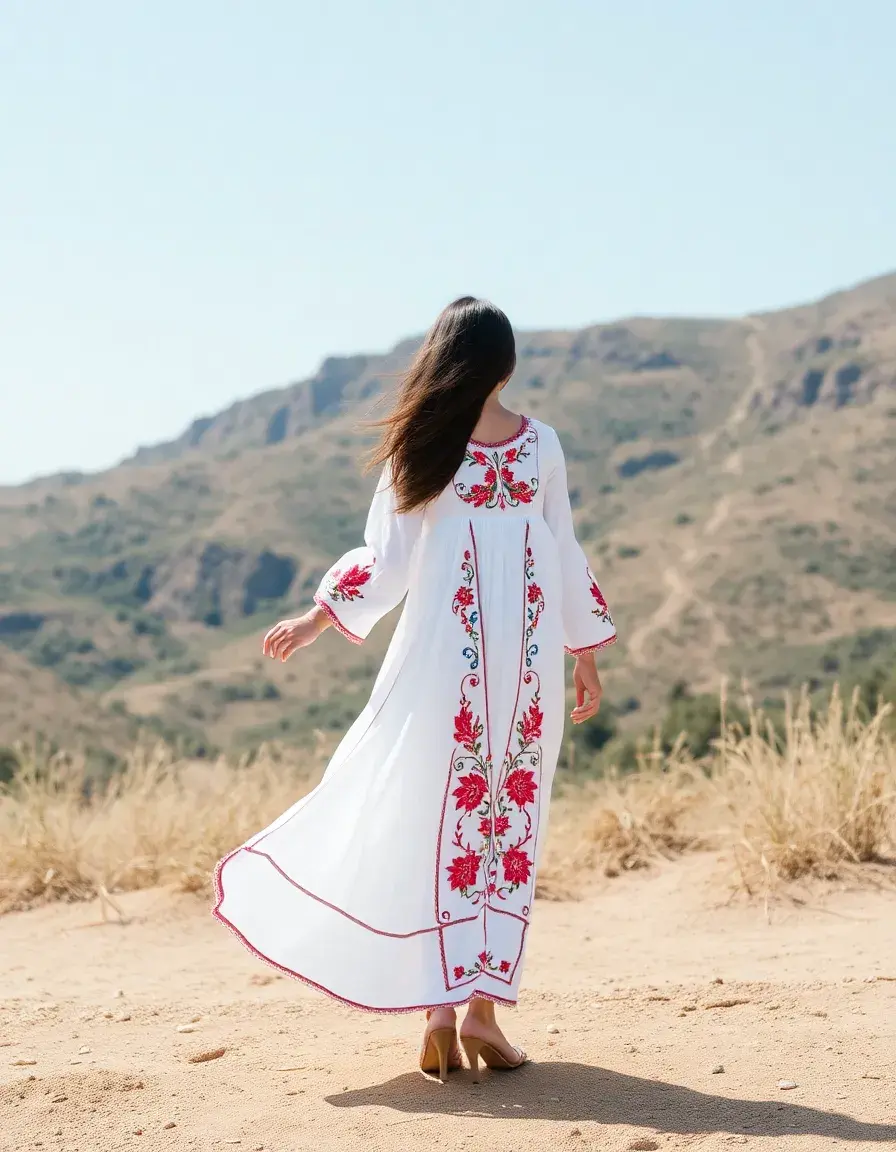 Vestido blanco largo bordado elegante