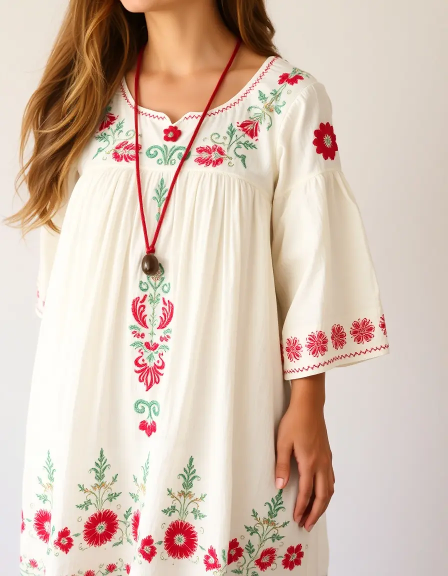 Vestido Bordado Boho Chic