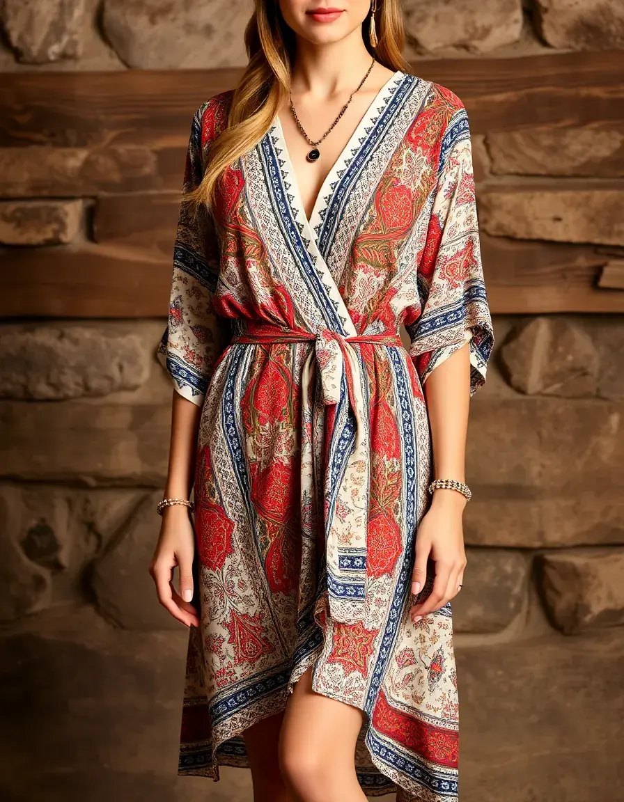 Vestido Cruzado Estampado Boho Chic