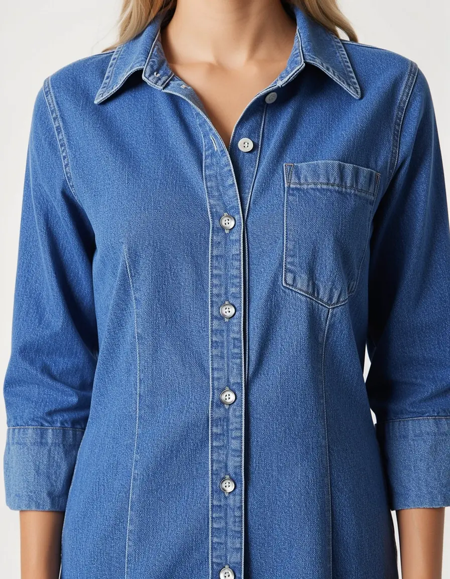 Vestido camisero vaquero con botones